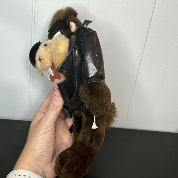 looney tunes taz tasmanian devil Stuffed Animal Plush With Leather Biker Jacket - Picture 5 of 9